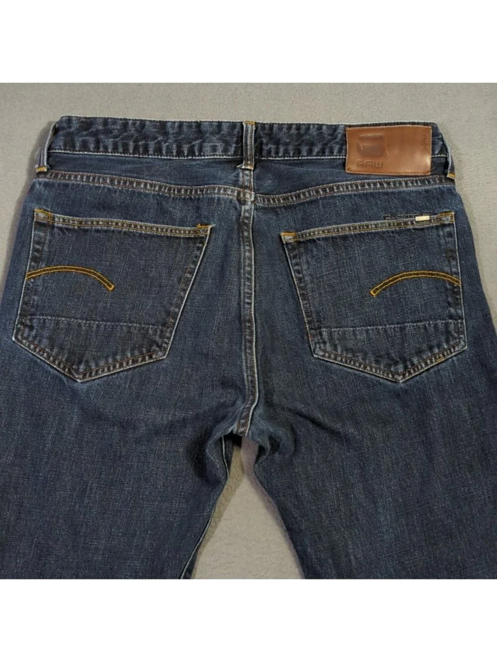 G Star Raw Jeans Men's 33x34 Fits 33x32 Blue 3301 Slim Straight Button Fly Denim